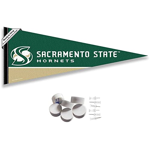 College Flags & Banners Co. Sacramento State Hornets Pennant Flag and Wall Tack Mount Pads