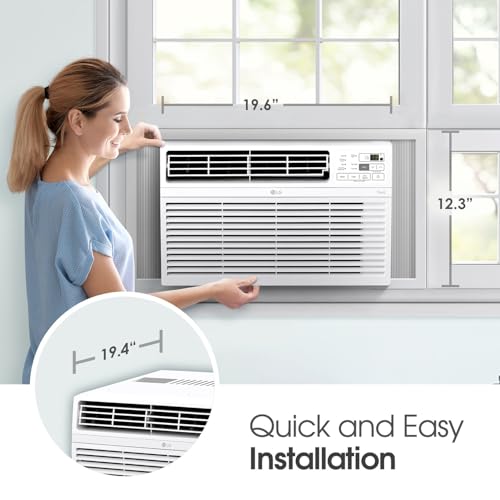 Image of LG 10,000 BTU Window Air Conditioner, Cools 450 Sq.Ft. (18' x 25' Room Size), Quiet Operation, Electronic Control with Remote, 3 Cooling & Fan Speeds, Auto Restart, 115V