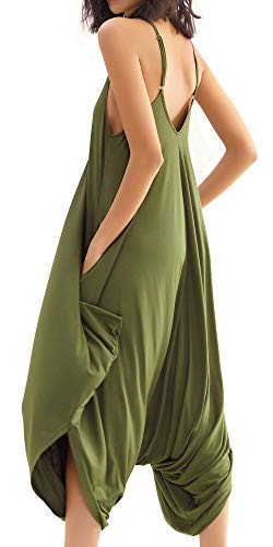 Double Chic Women's Jumpsuit Casual With Pockets V Neck Spaghetti Strap Wide Leg Plus Size One Piece Harem Rompers #TOP2