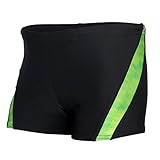 hummel badeshorts 146 Gefüttert im Vorderteil Aquarti Jungen Schwimmhose Kontrastfarbige Einsätze, Farbe: Schwarz/Grün, Größe: 152