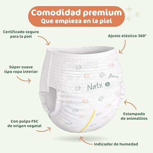 Miniatura 7 de Naty Freemovers Pañales Pants Pañales Braguita Certificados Para Piel Sensible Suaves, Sin Perfume Absorbentes Y Anti-Fugas Unisex Bebé Y Niño Talla 5 12 18 Kg , 80 Unidades