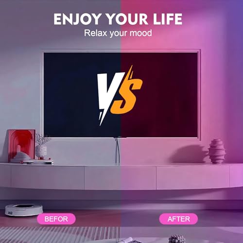 Image of USB 32.8ft LED Strip Lights Color Changing LED Tape Lights with IR Remote Controller and Dimmable LED Strip for Bedroom Cabinet Bar (Pack of 2)