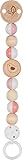 goki baby 65335 - Schnullerkette Vogel aus Holz, niedliches Vogelmotiv in rosa auf den Holzelementen, inklusive Clip zum anbringen an der Kleidung, MADE IN GERMANY, 21cm lang, ab Geburt