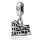 Rome Colosseum Coliseum Charm 925 Sterling Silver World Travel Tourist Bead Charm for European Charm Bracelet