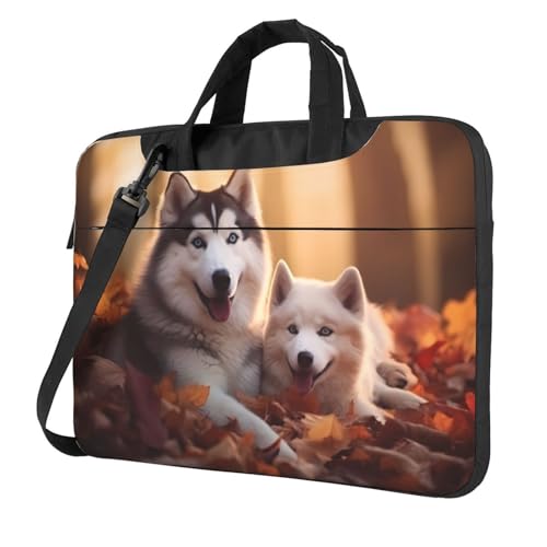 Cute Husky Dogs Prints Laptop Bag - with Soft Interior, Multiple Pockets - Ideal for Men, Travel and Business