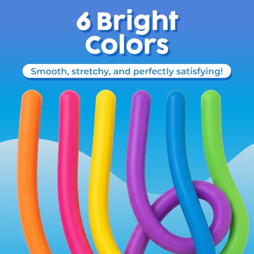 Image of BUNMO Sensory Toys - Stretchy Noodle Strings - Stimulating & Addictive Fidget Toys for Kids - Hours of Fun for Kids - Worry Noodles - Smooth 6 Pack