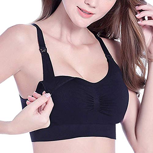 Usuny Femme l'allaitement Maternel Soutien-Gorge Fil Simple Respirable Souple Enceinte Allaitement Soutien-Gorge - Noir, M Cover