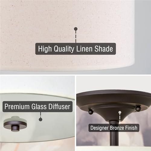 Image of Kira Home Addison 13 inch Modern Drum Semi Flush Mount Ceiling Light, 2-Light