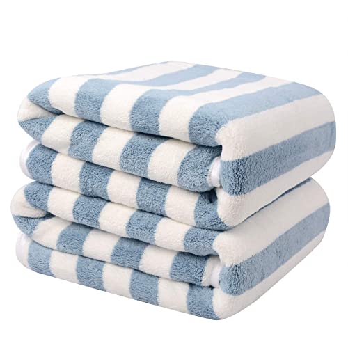 Serviette de bain en microfibres séchage rapide 2 pièces bleues - 2