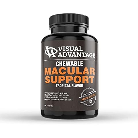 Visual Advantage® Macular Support Chewables – AREDS 2 Vitamins for Healthy Eyes – Great Tasting Tropical Flavored Chewable Tablets – 1 Month Supply (60) Cover