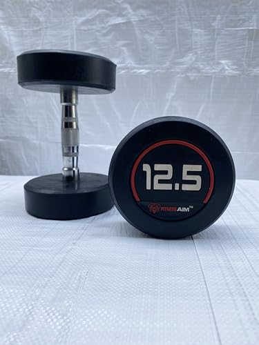 Image of Bouncer Round Dumbbells Set for Home Gym | 12.5kg Dumbbells Set of 2 | Fitness Gym Dumbbell set for Home Workout | Anti Skid rubber Dumbbell set | Weights for Workout (Black)