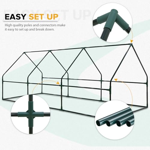 Image of EAGLE PEAK Tunnel Greenhouse Garden Green House with Roll-Up Zipper Doors, Portable 96 inchx36 inchx36 inch, Bubble Film Cover, White