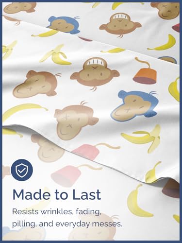 Image of Kids Twin Size Monkeys Bed Sheets - 3 Piece Kids Monkeys Sheet Set