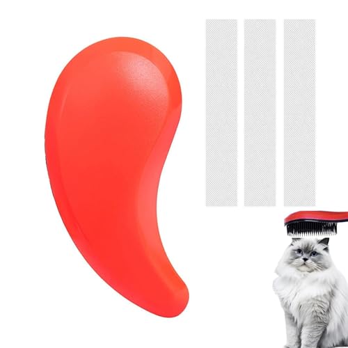 Image of Cat Brush for Shedding - Perfect Grooming Tool for Long-Haired Cats | Deshedding & Hair Remover for Indoor Pets (Orange)