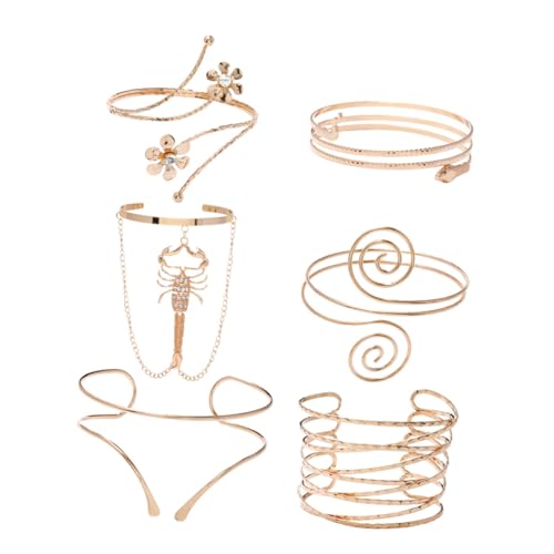 UPKOCH 6 piezas Brazaletes de Brazo Ajustables Pulseras de Metal con Diseño de Escorpión Vintage para Mujer Elegante y Llamativo Accesorios de Moda