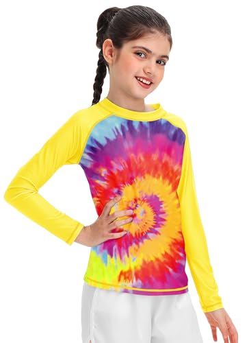 Image of Remimi Unisex Kids Rash Guard Long Sleeve SPF 50+ Tie Dye Sun Shirt 3-12 Years