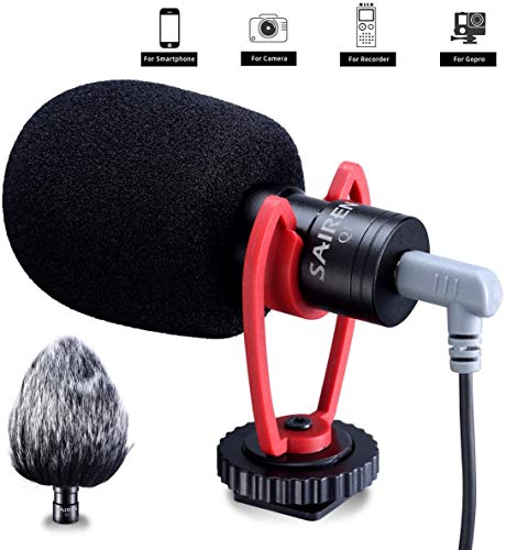 SAIREN VM-Q1 Shotgun Video Microphone, Compact On-Camera Recording Mic, with Shock Mount DeadCat