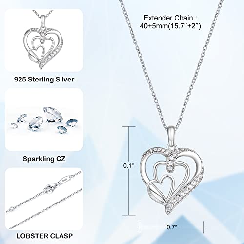 Granddaughter Gifts from Grandma, Granddaughter Necklace 925 Sterling Silver Heart Necklace Generations Gifts from Grandma Birthday Gifts for Granddaughter4