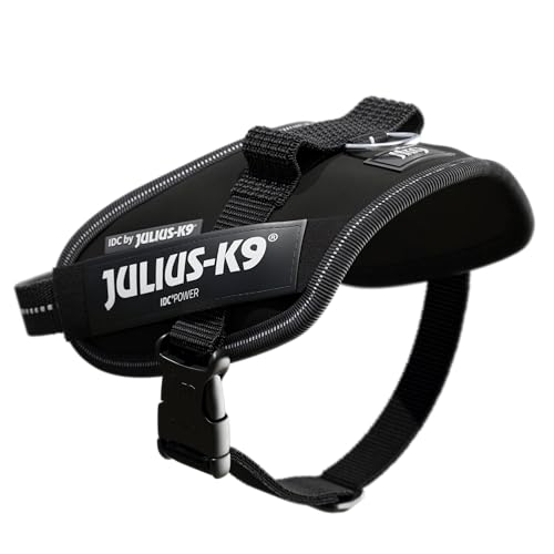 IDC Powergeschirr, XS, Schwarz - Reflektierendes Hundegeschirr mit Logo-Feld, verstellbar, atmungsaktiv, Bewegungsfreiheit, Oeko-TEX Zertifiziert, für kleine, mittlere & große Hunde