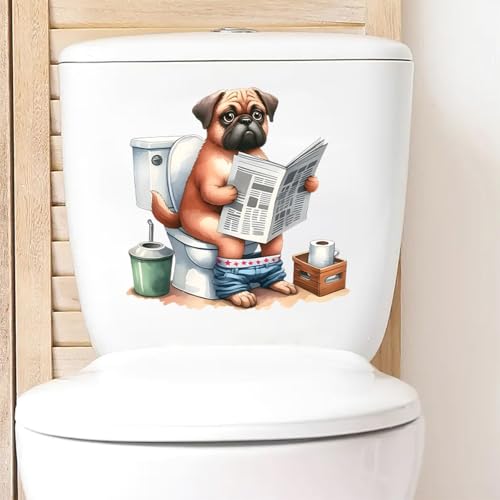 Vinilo decorativo adhesivo perro pug acuarela para baño miniatura 6