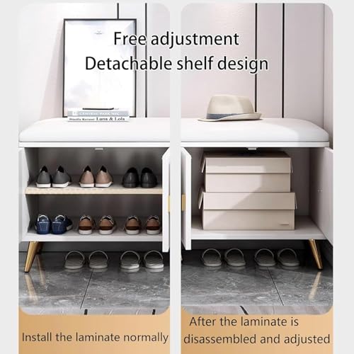 Banc de rangement à chaussures moderne de 60 cm avec porte cachée - 5