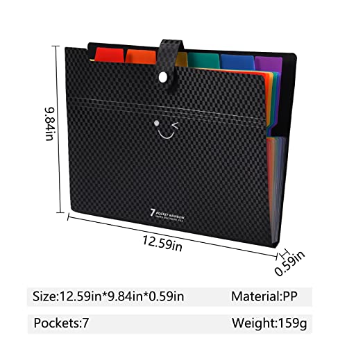 Cloudia 7 Pockets Expanding File Folders With Labels, Letter A4 Paper Organizer Folder, Accordion Document Organizer For School (Black) #TOP3