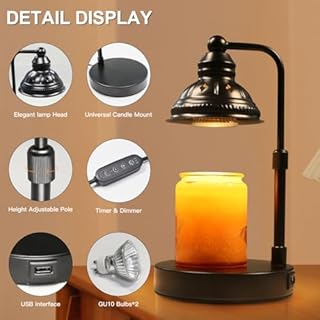 LIDORE Candle Lamp, Candle Warmer Lamp with Timer (Black, USB Charger)
