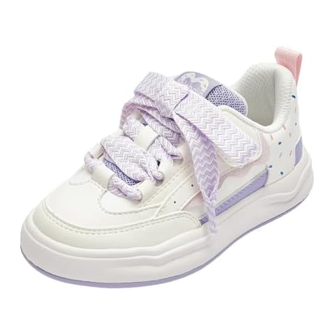 Balabala Little Girls Cute Hook and Loop Sneakers with Bow, Comfortable, Lightweight, Fashion Purple Cover
