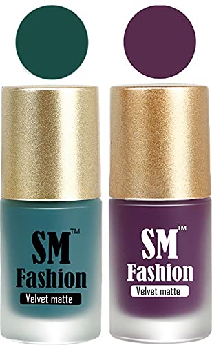 Nail Polishes, See Green-Purple Velvet Matte Nail Paint Combo Set of 2 Pcs 7ml each