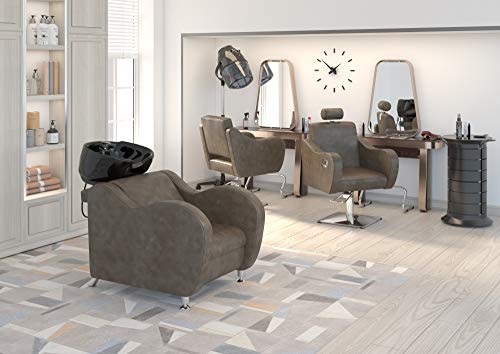 Salon complet pack mobilier de coiffure ONDA avec lavabo, chaise et chaise avec inclinaison marron