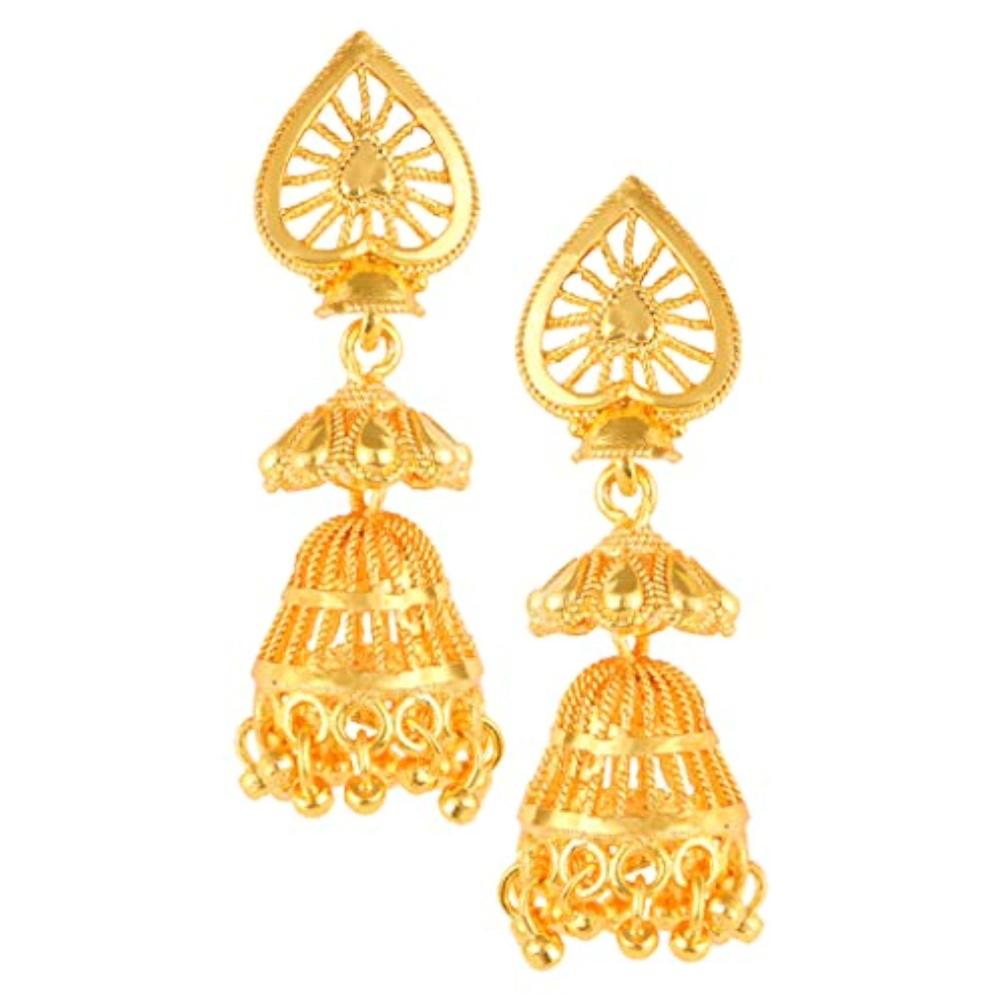 Women's Gold Plated Push Back Jhumki CZ Earrings