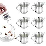 6 Piezas Jarra De Espuma, Jarra De Leche De Acero Inoxidable, Mini Jarritas Para Crema, Lechera Acero Inoxidable Pequeña 3Oz/90Ml Para Leche, Café, Salsa, Crema, Jarabe