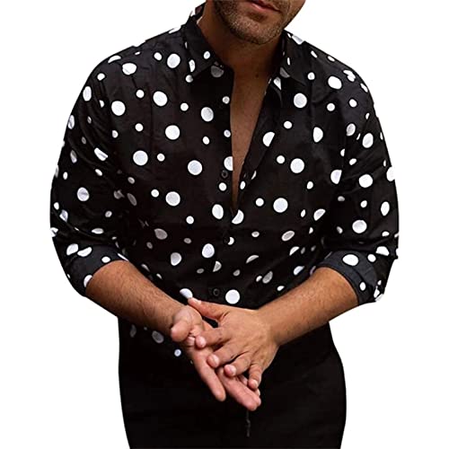 DGHM-JLMY Men's Point Print Casual Long Sleeve Shirt Business Polka Dot Printed Button Down Shirts Printed Regular Fit Shirt2
