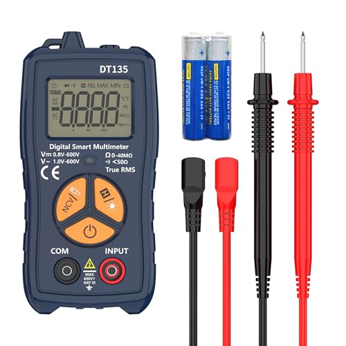 IZIO Mini Digital Multimeter - 2000 Counts, Auto-Ranging for AC/DC Voltage, Resistance, Diode & Continuity Test, Backlit LCD with Data Hold, Compact Blue Tester