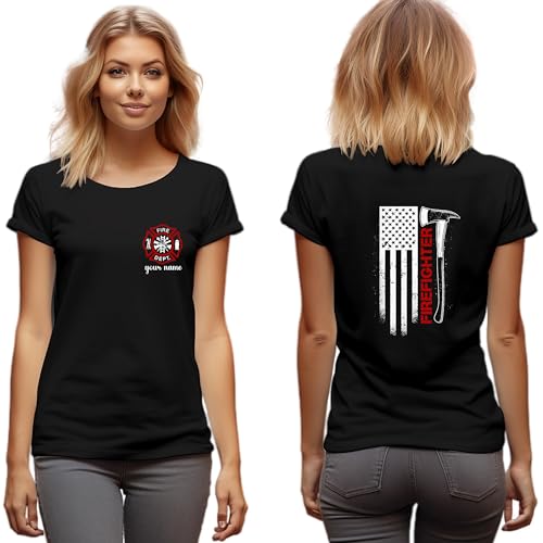 Custom Firefighter T-Shirt, Gift for Fire Rescue, Personalized Fire Department Tee, Multi3