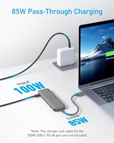 Image of Anker USB C Hub, 5-in-1 USBC to HDMI Splitter with 4K Display, 1 x Powered USB-C 5Gbps & 2xPowered USB-A 3.0 5Gbps Data Ports for MacBook Pro, MacBook Air, Dell and More (Grey)