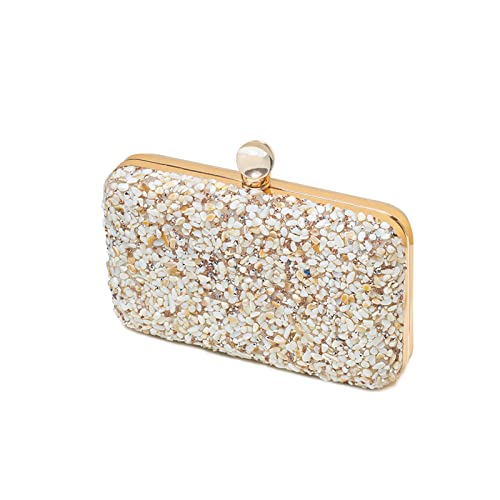 CORIOS Bolsa de Noche para Mujer Diamantes de Imitación Clutch Bolsos Bandolera con Cadena Bolso de Fiesta Elegante Bolso de Hombro para Fiesta de Graduación Boda Banquete Oro