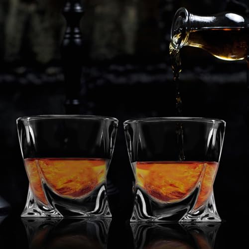 FLOW Barware Ensemble de 2 verres à whisky Twist, coffret cadeau en verre à whisky avec design torsadé Gobelets à whisky parfaits pour Scotch, Bourbon Gin & Tonic By – vue 7