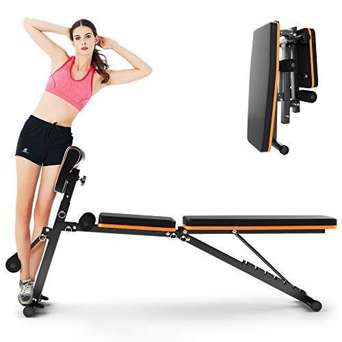 Adjustable Weight Bench Press, Foldable Workout Bench Sit Up Incline, Multi-Purpose Bench, Training Bench for Home Gym Foldable Flat/Incline/Decline FID Bench Press for Full Body Workout