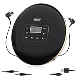 HOTT 711 CD Player Portable, CD Player for Home Portable, Personal CD Player with Built-in 1000mAh Rechargeable Battery, CD Player with Headphones Black