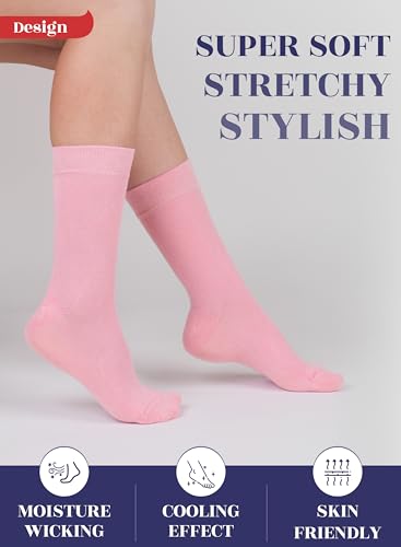 Hugh Ugoli Womens Rayon Derived from Bamboo Dress Socks, Extremely Soft, Thin, Crew Socks for Business Trouser Casual3
