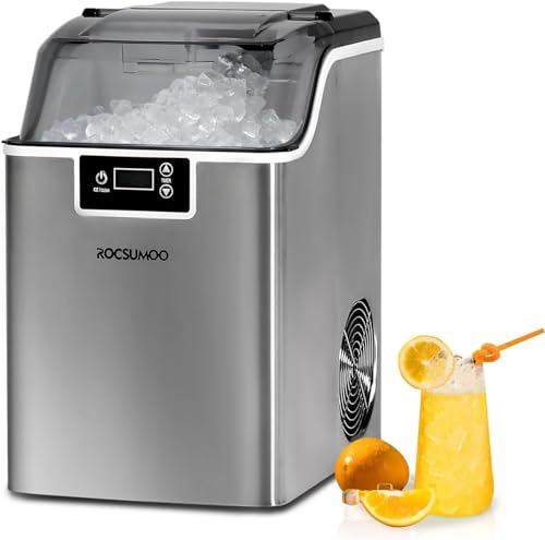 Nugget Ice Maker Countertop, Countertop Ice Maker，45lbs/Day Pellet Ice Maker Machine with Timer & Self-Cleaning Function, Portable Countertop Ice Maker for Home, Office, Bar