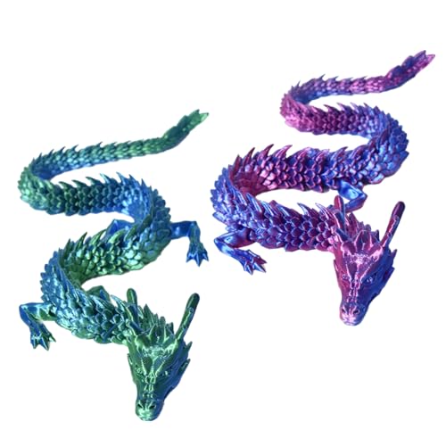 VAEIORP 2 piezas Dragón 3D Impreso, Figuras de Dragón Realistas y Místicas con articulaciones eternamente móviles, Decoración de Escritorio, Coleccionable y Regalo (30 cm) (Degradado Mágico)