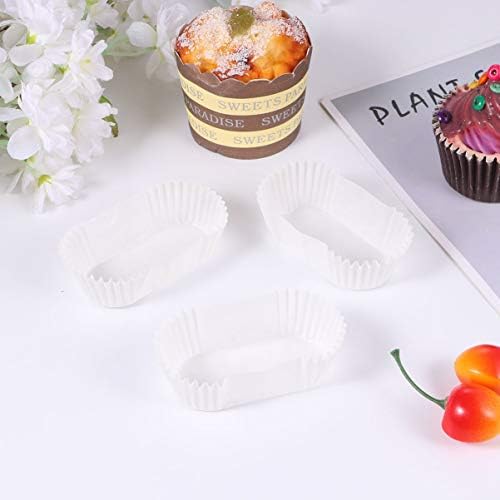 TOPBATHY 2. 8 Inch Oval Baking Cup, 1000 PCS Boat Shaped Paper Cups for Muffins Cupcakes, Mini Loaf Liners for Home Baking (White)