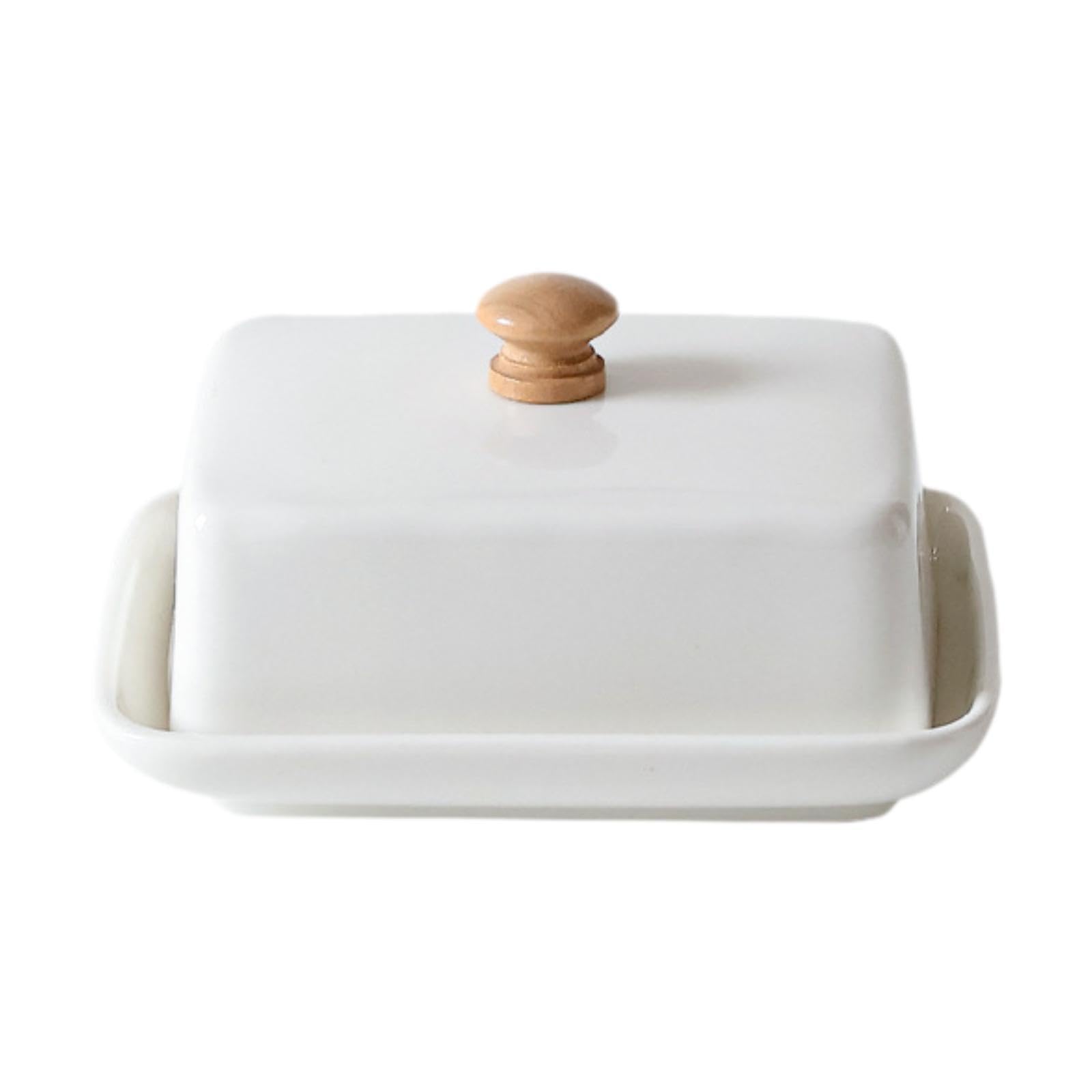 en Céramique avec Couvercle, Style et Pratique, Idéal pour La Cuisine, La Maison et Les Pâtisseries, Blanc