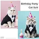 DENTRUN Cat Tuxedo Outfit, Sphynx Cat Costume Formal Suit with Bow Tie, Stylish Cat Shirt Fashion Apparel Fancy Clothes, Kitten Formal Attire Wedding Onesie Costume for Cats Only - Image 2