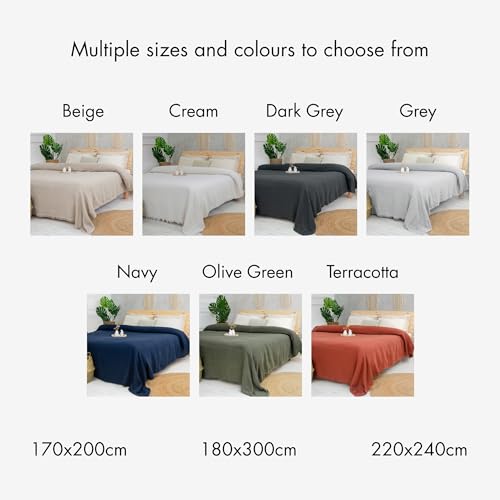 Milam London Colcha tamaño king size | colcha de algodón para sofás grandes | colchas tamaño king size mantas para camas | 220 x 240 cm | 86 x 94 pulgadas - beige - imagen 5