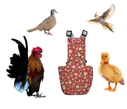 Chicken Duck Bird Diapers Diaperalls for Hens Roosters Ducks Ducklings Bird diaper - Reusable Adjustable by Uni Infinity (Pink Floral Chicken Small 1 Count)