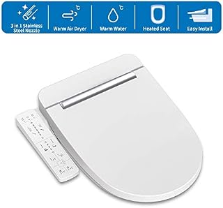 VOVO VB3000SE Electronic Bidet Toilet Seat,Elongated, White,LED Nightlight, Power Save, Heated Seat&Dryer,Warm Water