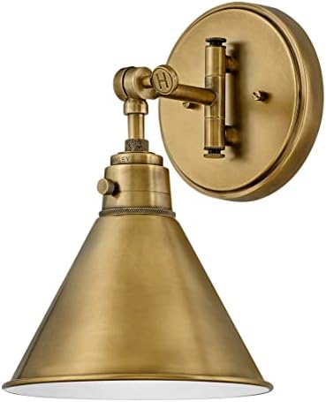 Hinkley Arti 3691HB Medium Adjustable Single Wall Sconce, Single Pivot Point, On/Off Switch, Heritage Brass